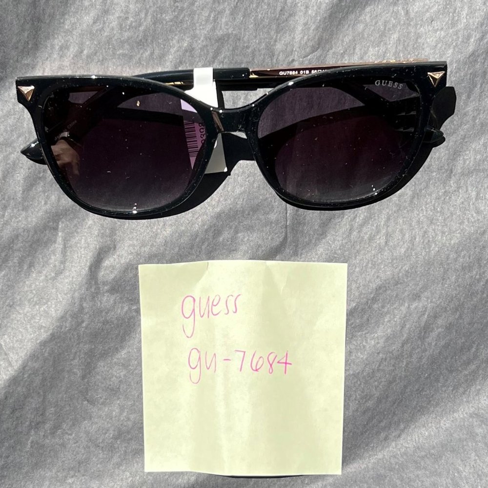 Guess Black and Gold Square Sunglasses - GU7684-01B